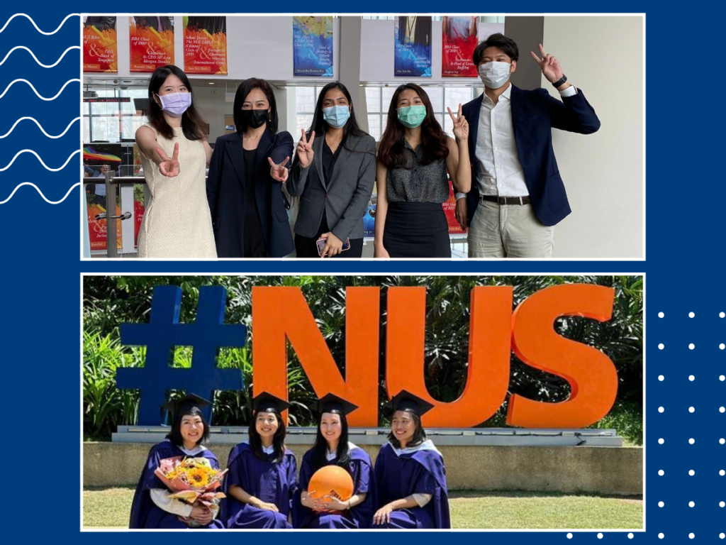 photo collage of Mickey and her classmates from the NUS MBA