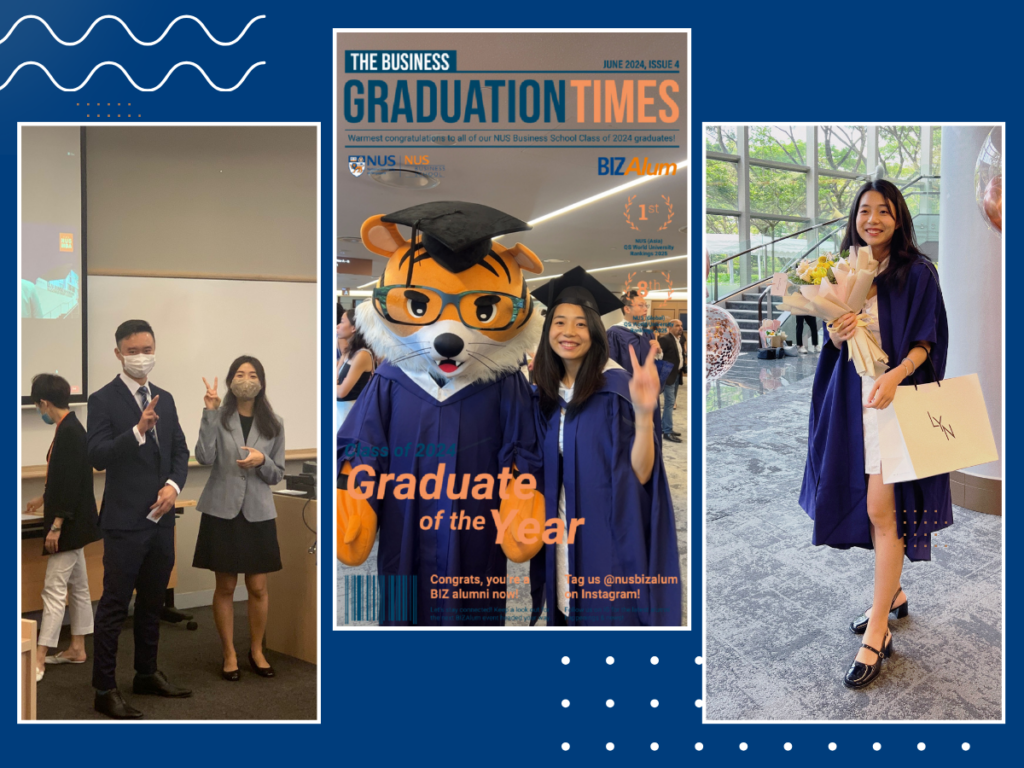 photo collage of Mickey and her classmates from the NUS MBA